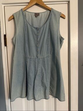 J. Jill Pure Jill 100% Pima Cotton Sleeveless Button-Front Tunic – Light Blue
